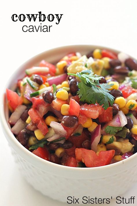 The easiest appetizer you'll ever make! Cowboy Caviar is loaded with fresh flavors and tastes amazing. Cowboy Caviar Dip, Fresh Appetizers, Caviar Recipes, Black Beans Corn, Salsa Guacamole, Cowboy Caviar, Dips Appetizers, Appetizers And Dips, Best Appetizers