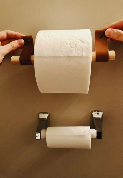 DIY Toilet Paper Holder | Hometalk Toliet Paper Holder, Diy Toilet Paper, Diy Toilet Paper Holder, Paper Leather, Toilet Paper Dispenser, Bathroom Hacks, Doll Furniture Diy, Diy Toilet, Toilet Paper Holders