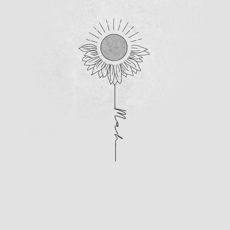 Basic Sunflower Tattoo, You Are My Sunshine Memorial Tattoo, Half Sunflower Half Sun Tattoo, Sunflower Minimalist Tattoo, Sunshine Tattoos For Women, Sunflower And Sun Tattoo, Sunflower Sun Tattoo, Sun And Sunflower Tattoo, Sun Sunflower Tattoo