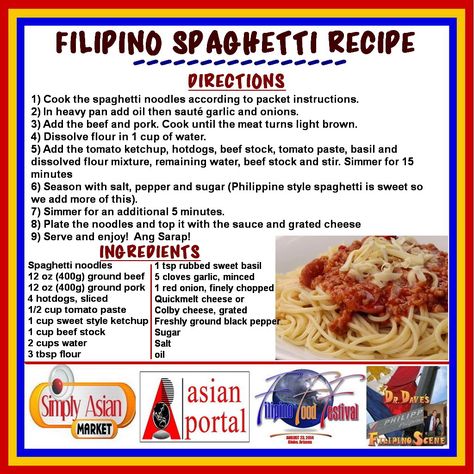 FILIPINO SPAGHETTI RECIPE Filipino Spaghetti Recipe, Buffet Recipes, Filipino Spaghetti, Chinese Buffet, Filipino Foods, Spaghetti Recipe, Asian Market, Beef Stock, Tomato Ketchup