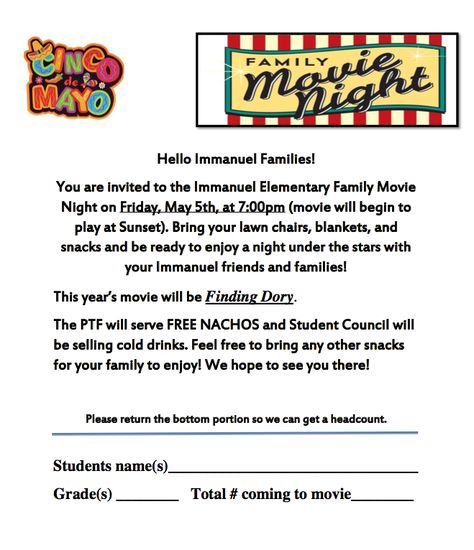 Friday is Cinco De Mayo Family Movie Night! IES PTF is hosting another fun family event! Bring lawn chairs, blankets, dinner & snacks for a movie under the stars, 7-9pm on the Elementary Green. (If there is rain, the event will be held in the North Gym!) School Family Movie Night, Movie Night School Event, Movie Night School, Movie Night Under The Stars, Movie Under The Stars, Pta Mom, Pta Moms, Movies Under The Stars, Night Under The Stars