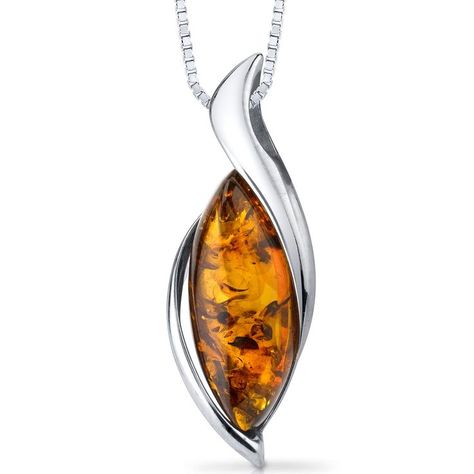 Genuine Baltic Amber Pendant Necklace, Earrings and Bracelet in Sterling Silver, Floating Marquise Twist Design, Rich Cognac Color Jewelry Questions, Blue Topaz Bracelet, Luxury Jewelry Brands, Amber Gemstone, Cognac Color, Amber Pendant, Amber Earrings, Amber Necklace, Round Stud Earrings