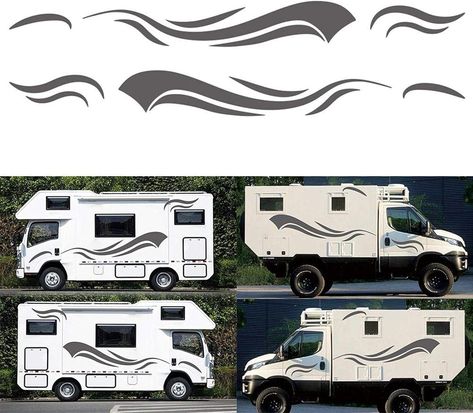 Car Vinyl Stripes Graphics Stickers Decals - RV, Trailer Hauler, Camper, Motor-Home Large Decals/Graphics Kits : Amazon.ca: Automotive Car Stripes, Sticker Graphic, Car Vinyl, Rv Trailer, Motor Home, Camper Vans, Car Body, Vinyl Colors, Red And Grey