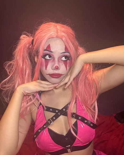 Pink Clown Girl 💖💖🤡 #clown #clownmakeup #clowncore #clowngirl #clowncheck #icp Pink Clown Makeup Easy, Clown Makeup Girl, Pink Clown Makeup, Pretty Clown Makeup, Clown Girl Makeup, Girl Clown Makeup, Clowncore Makeup, Pink Clown, Girl Clown