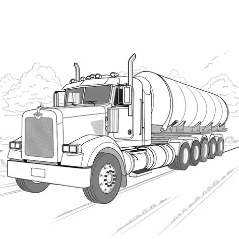 Semi Truck Drawing, Truck Drawing Easy, Truck Drawing, Tanker Truck, Tanker Trucking, Semi Truck, Business Card Maker, Poster Maker, Cartoon Clip Art