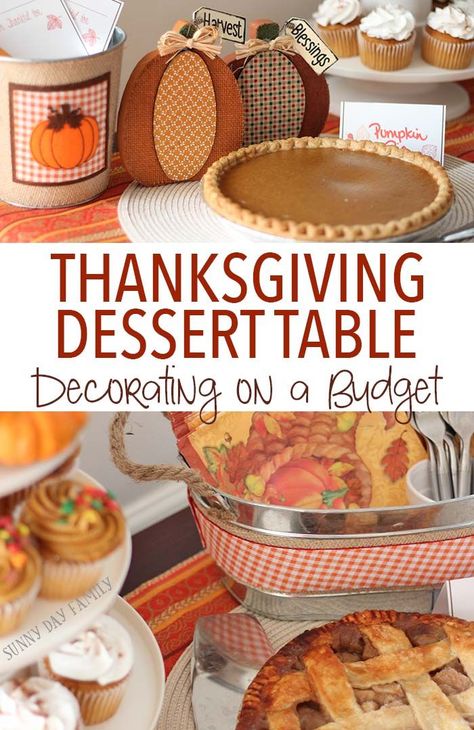 Setting up a gorgeous Thanksgiving dessert table is easy and affordable with these ideas! Love this pumpkin themed Thanksgiving dessert buffet and you won't believe how inexpensive it is to recreate! #ad @mydollargeneral Thanksgiving Dessert Buffet, Thanksgiving Dessert Table, Thanksgiving Desserts Kids, Thanksgiving Desserts Table, Thanksgiving Cakes, Thanksgiving Dinner Table, Thanksgiving Food Desserts, Thanksgiving Treats, Budget Decorating