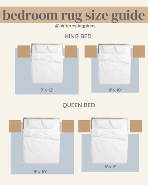 How to Choose the Right Rug Size for Your Bedroom King Bed Rug, Rug Size For King Bed, Bedroom Rug Placement, Bedroom Rug Size, Modern Coastal Bedroom, Rug Placement, Coastal Bedroom, King Bed Frame, Bedroom Area Rug