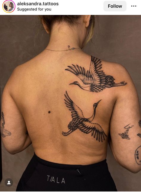 Heron Tattoo, Boys With Tattoos, Tattoos Instagram, Crane Tattoo, Back Piece Tattoo, Single Needle Tattoo, Books Open, Tattoos For Black Skin, Delicate Tattoo