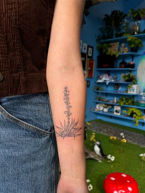 Agave Flower Tattoo, New Mexico Flower Tattoo, Small New Mexico Tattoo, Minimalistic Cactus Tattoo, Yucca Tattoo New Mexico, High Desert Tattoo, Barrel Cactus Tattoo, Saguaro Cactus Flower Tattoo, Sedona Arizona Tattoo