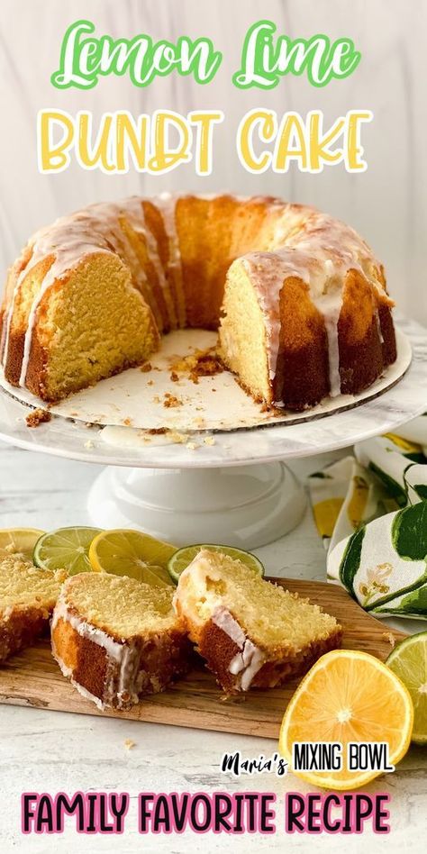 Lemon Lime Bundt Cake is a rich, moist cake that’s perfect for a family dessert or holiday get-together. Topped with a tasty glaze to gild the lily, this bundt cake is always a welcome sweet treat for… Lemon Lime Bundt Cake, Lemon Bundt Cake With Lemon Lime Soda, Lemon Lime Soda Bundt Cake, Lemon Lime Soda Cake, 7up Bundt Cake, Lime Bundt Cake, Bunt Cake Recipe, Easy Yummy Breakfast, Soda Cake