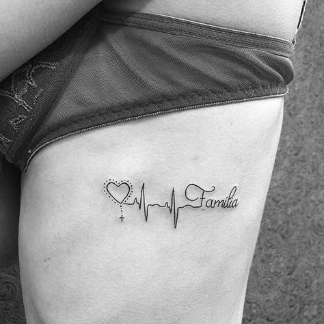 Familia Tattoos In Spanish, Spanish Tattoos, Family Quotes Tattoos, Wörter Tattoos, Love Symbol Tattoos, Heartbeat Tattoo, Petit Tattoo, Couple Tattoos Unique, Tattoo Artwork