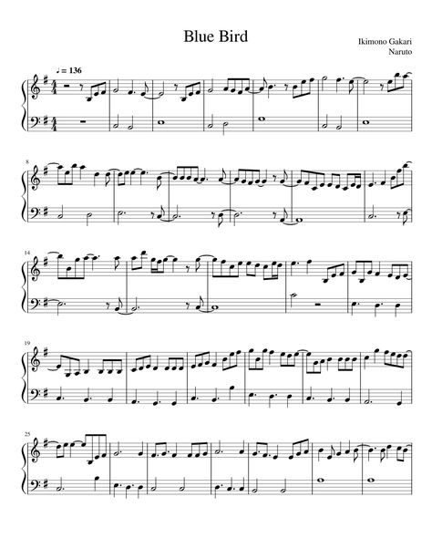 Blue Bird by Ikimono Gakari from Naruto - Easy Sheet music for Piano (Solo) | Musescore.com Naruto Piano Notes, Blue Bird Piano, Violin Sheet Music Popular Songs Easy, Anime Sheet Music, Easy Sheet Music For Piano, Beginner Violin Sheet Music, Guard Aesthetic, Easy Violin Sheet Music, Popular Piano Sheet Music