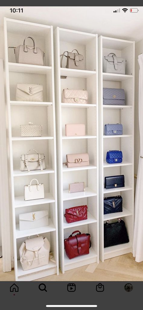 Handbags Shelves, Handbag Shelves, Shelves For Handbags, Bags Shelves Ideas, Himalaya Mountain, Luxury Closets, Closets Design, Luxury Closets Design, Handbag Storage