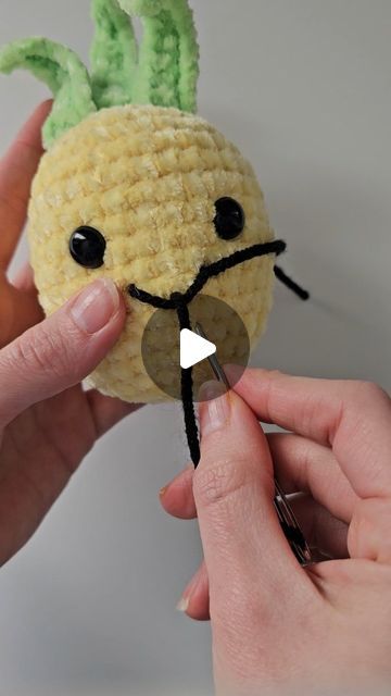 How To Embroider A Smile On Crochet, How To Add A Smile To Crochet, How To Sew A Mouth On Amigurumi, How To Embroider Smile On Amigurumi, How To Embroider Amigurumi Faces, Amigurumi Mouth Embroidery, How To Embroider Nose On Amigurumi, Amigurumi Smile Embroidery, Crochet Smile