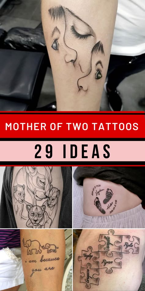 Discover heartwarming mother and 2 daughters tattoo ideas that beautifully symbolize the unbreakable bond between moms and their children. Our curated collection showcases unique designs that capture the essence of family love. From delicate symbols to intricate artwork, these tattoo ideas honor the journey of motherhood and the strong connection with your two precious ones. Find the perfect way to celebrate your role as a mother of two. Tattoo For Sons, Mother Of 2 Tattoo, Mother Of 2 Tattoo Ideas, Boy Mom Tattoo, Kid Tattoos For Moms, Tattoos Representing Children, Fierce Tattoo, Mother Tattoos For Children, Motherhood Tattoos