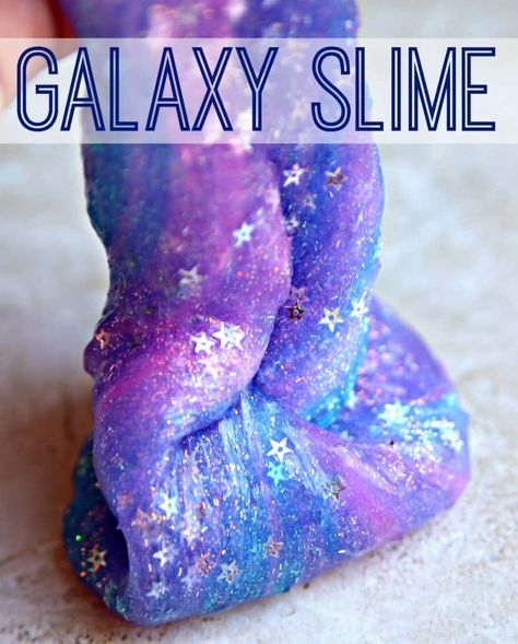 Galaxy Slime Tutorial - Fun Activity for Kids- Happy Go Lucky Slime With Glitter Glue, Diy Galaxie, Diy Galaxy Slime, Slime Swirl, Easy Slime Recipes, Slime Kids, Purple Slime, Slime Galaxy, Mermaid Slime