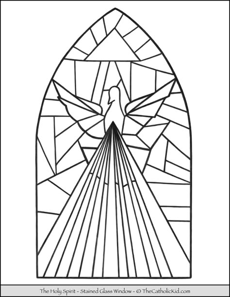 Holy Spirit Stained Glass Window Coloring Page - TheCatholicKid.com Stained Glass Window Coloring Pages, Ash Wednesday Coloring Page, Window Coloring Page, Coloring Pages For Adults Unique, Stained Glass Coloring Pages, Stained Glass Cross Coloring Page, Stained Glass Religious, Jesus Stained Glass Art, Virgin Mary Stained Glass Window