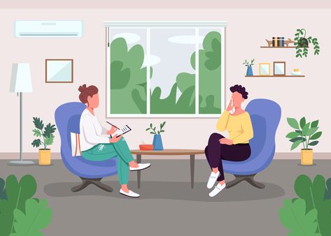 6 Easy Steps to Finding a Therapist Counselling Room, Fitness Infographic, Mental Therapy, Consulting Room, Vector Girl, 2d Cartoon, Individual Counseling, Relationship Counselling, Individual Therapy