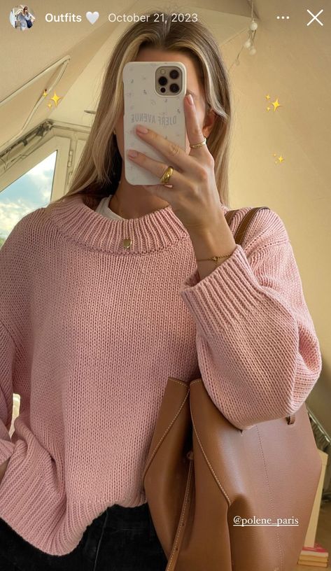 Dream House Nyc, Pink Sweater Outfit, Baby Pink Sweater, Pink Oversized Sweater, Knit Sweater Outfit, Pullovers Outfit, Light Pink Sweaters, Fall Fit, Sweater Outfit