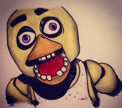 ChicaDrawing by TheToyMangle Ink Drawing Easy, Fnaf Drawing Ideas, Drawing Easy Cute, Drawing Inspo Sketch, Inspo Sketch, Rick And Morty Stickers, Fnaf Jumpscares, Horror Drawing, Fnaf Sister Location