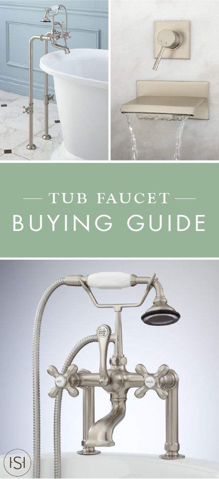 Make sure you’re buying the right piece for your bath with this Tub Faucet Buying Guide—complete with info on wall-mount, deck-mount, and freestanding styles. Refreshing your bathroom hardware is such an easy way to update your bathroom design. Bathtub Plumbing, Freestanding Bath With Shower, Tub Remodel, Bathroom Freestanding, Wall Mount Tub Faucet, Mold In Bathroom, Wall Faucet, Stand Alone Tub, Freestanding Tub Faucet