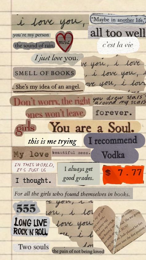 #myfirstshuffle #vintage #aesthetic #moodboard #love Vintage Love Quotes Aesthetic, Word Collage Aesthetic, I Love Her Wallpaper, Fancy Words For Love, Love Stickers Printables Scrapbooking, Vintage Love Quotes, Vintage Aesthetic Stickers Printables, Manifestation List, Newspaper Collage