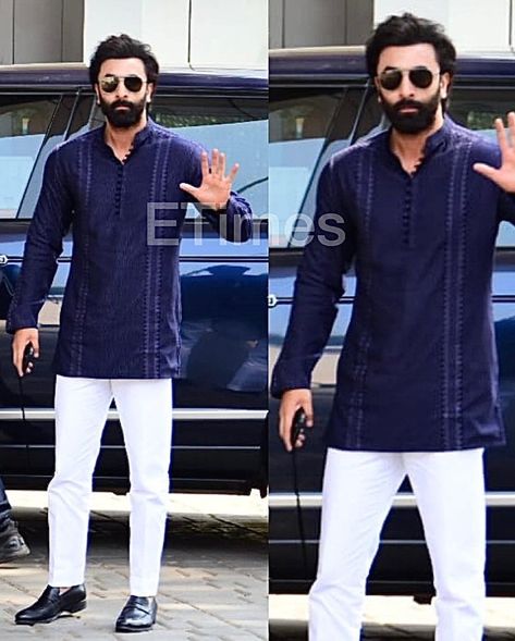 Ranbir Kapoor Traditional Wear, Short Kurta For Men Casual, Marriage Outfit, Short Kurta For Men, Latest Kurta Designs, Pajama Men, Captain America Suit, Man Dress Design, Indian Wedding Clothes For Men