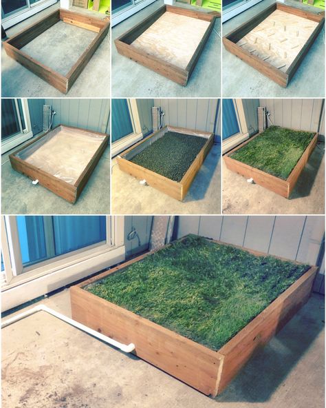 Dog Potty Diy, Dog Potty Patch, Backyard Dog Area, Porch Potty, Dog Potty Area, Katt Diy, Dog Backyard, Dog Spaces, Dog Toilet