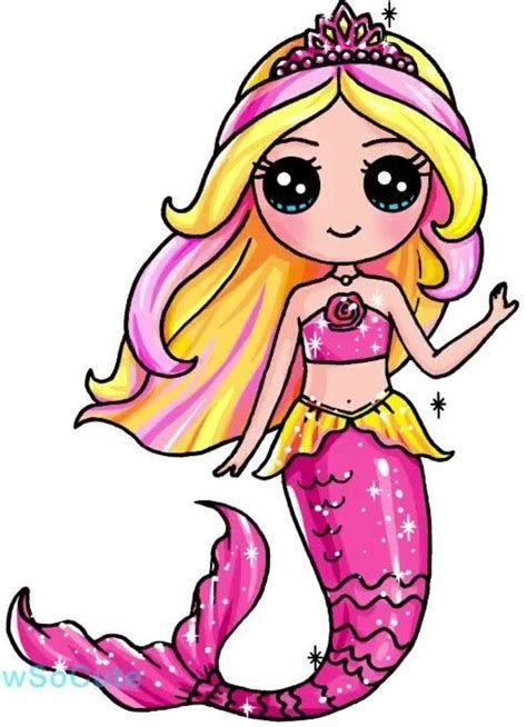 Pin By Mariela MC On Drawing | Kawaii Girl Drawings, Cute Easy Mermaid Drawing, Doodles Kawaii, Kawaii Girl Drawings, Barbie Mermaid, Mermaid Cartoon, Barbie Drawing, Arte Do Kawaii, Kawaii Disney, Cute Disney Drawings