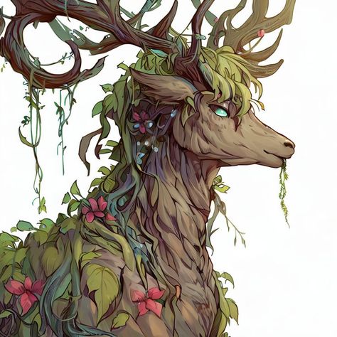 Nature God, Magical Creature, Deer Art, Fantasy Forest, Unicorn Art, Dungeons And Dragons Characters, Emerald Isle, Own It, Art Logo