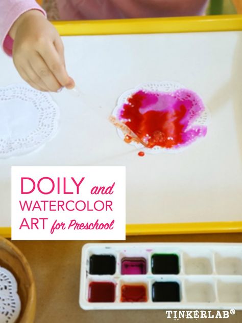 This simple doily and watercolor art for preschoolers uses basic art materials and encourages children to explore the medium of watercolors through process-based creating. This project, like so many others that you’ll find on TinkerLab, is process-based. It’s set up as a Creative Invitation, meaning that the materials are laid out in an inviting way, … Art Invitation Preschool, Open Ended Art, Liquid Watercolor, Art Invitation, Creative Invitations, Easy Art Projects, Kids' Crafts, Drawing Projects, Childrens Crafts