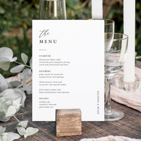 Wedding Menu For Table, Menu Holder Wedding, Wedding Table Menus Place Settings, Table Menus Wedding, Wedding Table Menu Display, Wedding Menu Cards On Table, Wedding Menus On Table, Wedding Menu Board, Wedding Table Menu Cards