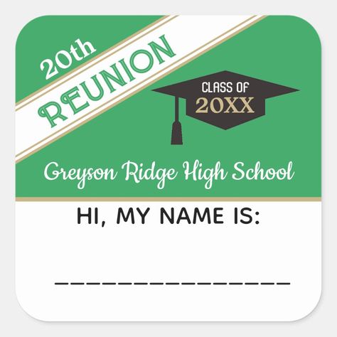 Custom Class Reunion Name tag Sticker  Zazzle Name Tag Ideas For Class Reunion, 50th Class Reunion Ideas Name Tags, High School Reunion Name Tags, Reunion Name Tags, Class Reunion, Name Tags, Sticker Labels, High School, Tags