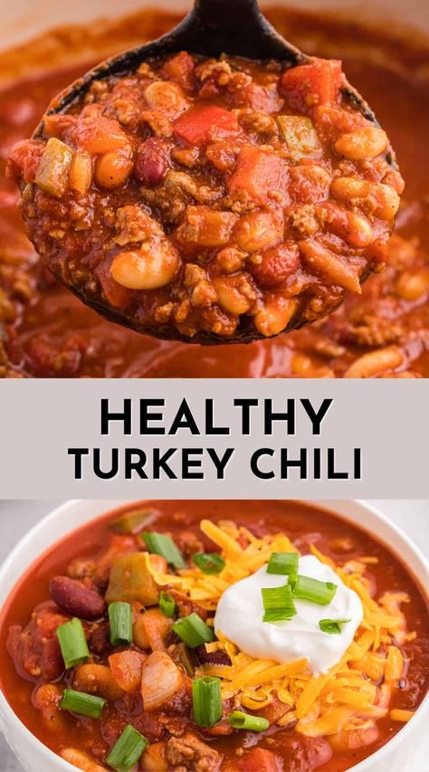 Healthy Turkey Chili Protein Chili Recipe, High Protein Chili, Protein Chili, Healthy Turkey Chili, Low Fat High Protein, Healthy Chili Recipe Turkey, Turkey Chilli, Ground Turkey Chili, Turkey Chili Healthy