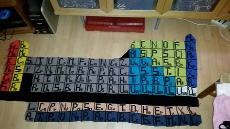 Crochet periodic table Chemistry Crochet, Table Crochet, Table Blanket, Periodic Table Of The Elements, Pixels Art, Crochet Crafts, Crochet Knitting, Chemistry, Periodic Table