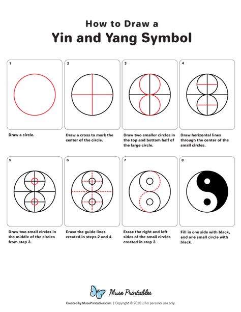 How to Draw a Ying and Yang Symbol Jing Y Jang, Ying Yang Art, Yin And Yang Symbol, Yin Yang Art, Symbol Drawing, Art Hippie, Geometric Drawing, Mandala Art Lesson, Yin And Yang