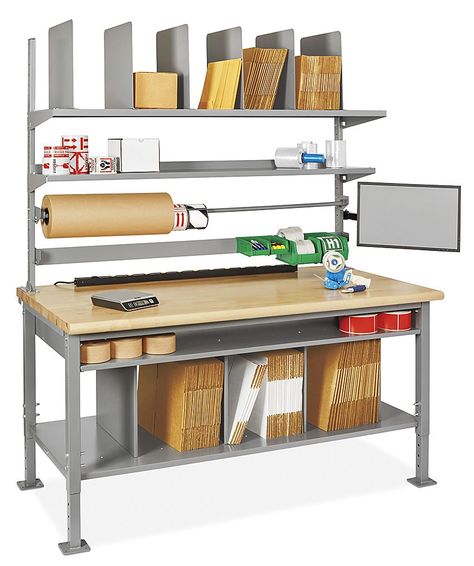 Packing Stations Metal Workbench, Warehouse Office, Packing Station, Warehouse Design, Craft Studio, Commercial Kitchen, Studio Space, Composite Wood, Home Office Design