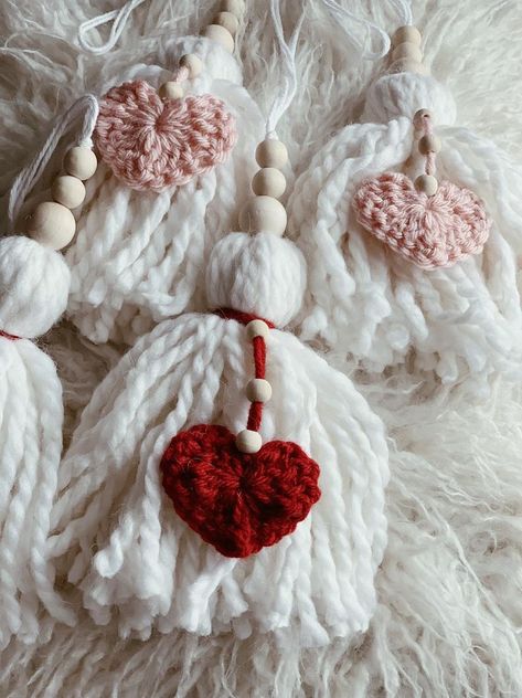 Valentine Day Tassel Valentine Heart Heart Tassel Valentine | Etsy Baskets Nursery, Valentine Home Decor, Vintage Booth Display, Boho Valentine, Vintage Booth, Diy Valentine's Day Decorations, Diy Valentines Decorations, Homemade Valentines, Diy Valentines Crafts