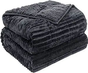 Amazon.com: Pawque Sherpa Fleece Weighted Blanket Queen Size 60 x 80 Inches 20lbs for Adult, Fuzzy Weighted Throw with Ribbed Stripes, Dual Sided Cozy Plush Blanket with Premium Beads for Bed Sofa, Dark Grey : Home & Kitchen Advanced Sewing, Heavy Blanket, Fuzzy Blanket, Faux Fur Blanket, Twin Blanket, Fur Blanket, Weighted Blanket, Flannel Material, Bed Sofa