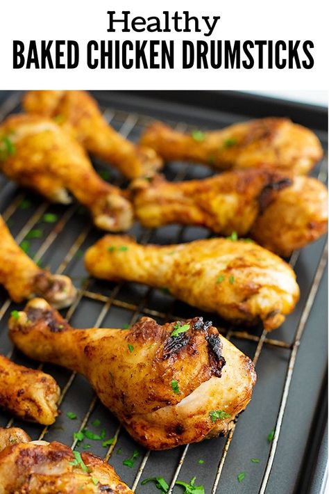 Baked chicken drumsticks recipe is going to become your new go to way to make chicken during the week.  These healthy crispy baked chicken legs are so easy to make, inexpensive and super juicy and tender.  Gluten free, paleo, Whole30, low carb and keto friendly, this recipe only requires 4 ingredients and about 30 minutes Keto Cravings, Chicken Legs In Oven, Crispy Baked Chicken Legs, Drumsticks Recipe, Chicken Breast Crockpot Recipes, Chicken Shawarma Recipe, Crockpot Chicken Breast, Baked Chicken Drumsticks, Chicken Leg Recipes