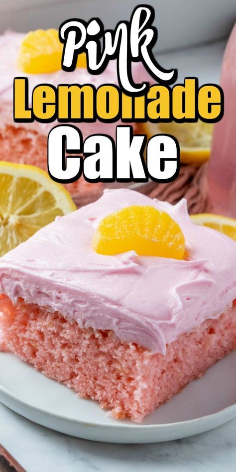 Cake Mix Ideas, Pink Lemonade Frosting, Lemonade Cake Recipe, Easy Lemonade, Pink Lemonade Cake, Citrus Party, Pink Lemonade Recipes, Pink Lemonade Cupcakes, Barbie Inspiration