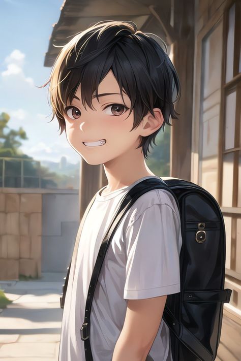 Boy With Black Hair, Anime Smile, Best Anime Drawings, Cartoon Character Pictures, Cartoon Boy, Pinturas Disney, Anime Child, Anime Shadow