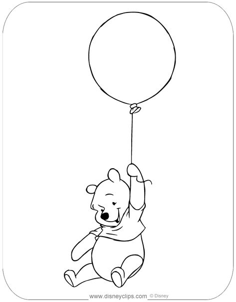 Cute Balloon Tattoo, Pooh Bear Silhouette, Winnie The Pooh Line Drawing, Whinni Poo Drawing, Pooh Bear Drawing Easy, Winnie The Pooh With Balloon Tattoo, Black And White Winnie The Pooh, Winnie The Pooh Stencils, Winnie The Pooh Outline Tattoo