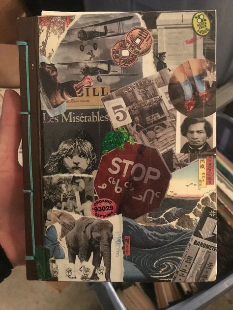 Notebook Collage Cover, Collage Journal Cover, Sketchbook Cover Aesthetic, Journal Cover Collage, Collage Book Cover, High School Journal, Collage Notebook, Notebook Collage, School Journal