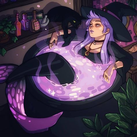 Mermaid Witch 🖤 . . Art by @ivyalive . . #mermaid #witch #witchy #mermaiddrawing #artistofinstagram #instart #gothic #witchhouse… Witch Drawing, Purple Witch, Modern Witch, Witch Art, Witch Aesthetic, Mermaid Art, Halloween Art, Pretty Art, Cartoon Art