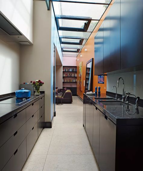 The dirty kitchen is the new trend for serious entertainers | Homes & Gardens Double Galley Kitchen, Narrow Kitchen Layout, Black Kitchen Ideas, Dirty Kitchen Design, Dirty Kitchen, Galley Kitchens, Small Kitchen Layouts, Narrow Kitchen, Hidden Kitchen