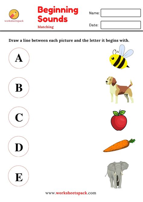 Draw a line between each picture and the letter it begins with. Letters With Pictures, English Alphabets With Pictures, Match The Letters, Aesthetic Craft, Nursery Worksheets, Letter Worksheets For Preschool, Beginning Sounds Worksheets, Holiday Homework, Kindergarten Phonics Worksheets