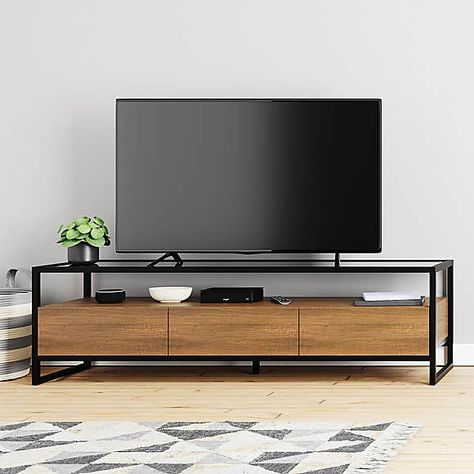 Handleless Drawers, Wide Tv Stand, Tv Unit Designs, Modern Tv Unit, Luminaria Diy, Modern Tv Unit Designs, Industrial Chic Design, Tv Unit Interior Design, Modern Tv Units