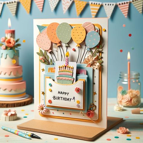 Bday Gift For Teacher, Diy Birthday Cards Cricut, Cricut Pop Up Birthday Cards Free Svg, Cake Cards Ideas, Diy Pop Up Cards Birthday, Cricut Birthday Cards Free Svg, Popup Cards Diy, Paper Crafts Birthday, Bday Card Ideas