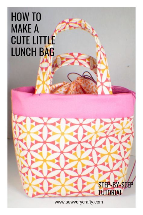 Lunch Bag Tutorials, Lunch Bags Pattern, Diy Lunch, Sewing Courses, Basic Sewing, Small Sewing, Sewing Bags, Sac Lunch, Beginner Sewing Projects Easy